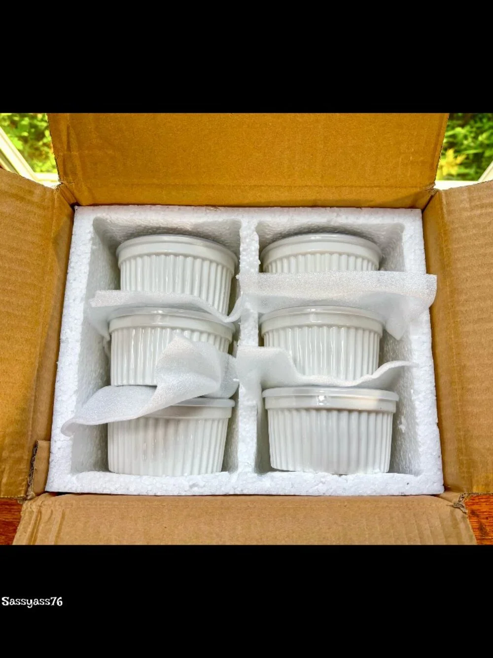🆕NWT▪️VANCASSO▪️Set of Six 8 Oz White Porcelain Ramekins With Lids